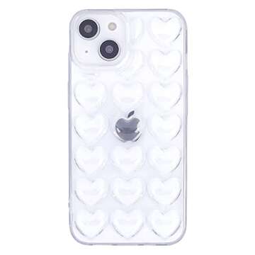 DMaos iPhone 14 Pro Max Case for Women, 3D Pop Bubble Heart Kawaii Gel Cover, Cute Girly for iPhone14 Pro Max 6.7 inch - Clear