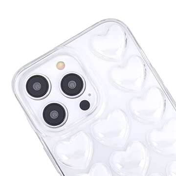 DMaos iPhone 14 Pro Max Case for Women, 3D Pop Bubble Heart Kawaii Gel Cover, Cute Girly for iPhone14 Pro Max 6.7 inch - Clear
