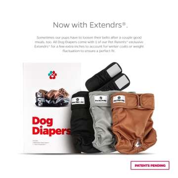 Pet Parents® Washable Dog Diapers (3pack) + Extendrs® of Durable Doggie Diapers, Premium Dog Diape...