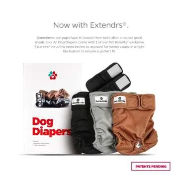 Pet Parents® Washable Dog Diapers (3pack) + Extendrs® of Durable Doggie Diapers, Premium Dog Diape...