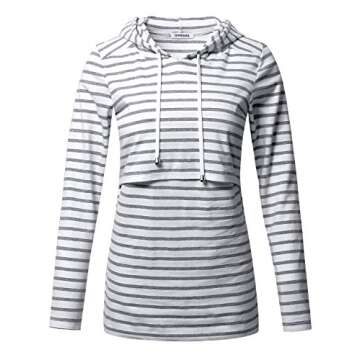 GINKANA Women's Nursing Hoodie Sweatshirt Long Sleeves Breastfeeding Maternity Tops Casual Clothes