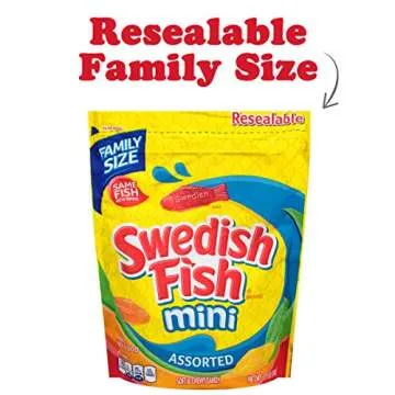 SWEDISH FISH Mini Assorted Soft & Chewy Candy, Family Size, 1.9 lb