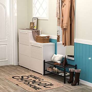 Dranixly Shoe Rack, 2-Tier Bamboo Stackable Shelf Storage Organizer, Stand for Closet, Entryway and ...