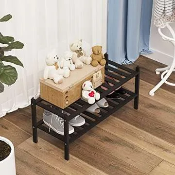 Dranixly Bamboo 2-Tier Stackable Shoe Rack for All Homes