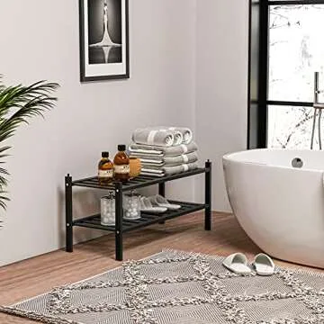 Dranixly Bamboo 2-Tier Stackable Shoe Rack for All Homes