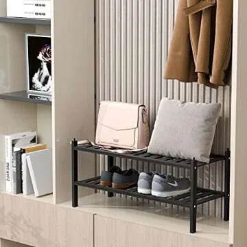 Dranixly Bamboo 2-Tier Stackable Shoe Rack for All Homes