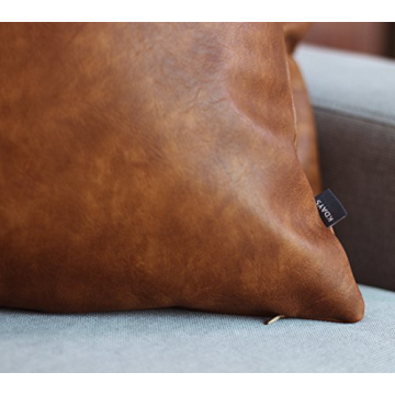 Kdays Brown Faux Leather 16x16 Pillow Cover for Decor