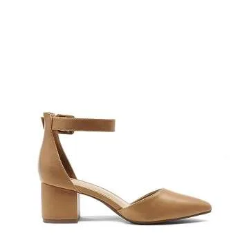 DREAM PAIRS Womens Low Heel Pump Shoes, Nude/Pu - 6.5 (Annee)