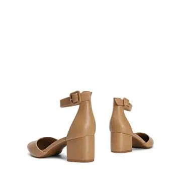 DREAM PAIRS Womens Low Heel Pump Shoes, Nude/Pu - 6.5 (Annee)