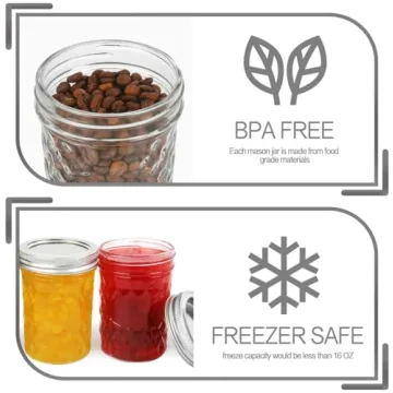 VERONES 16oz Wide Mouth Mason Jars Set of 12