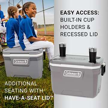 Coleman Classic Series Insulated Portable Cooler, Leak-Resistant Outdoor Hard Cooler Keeps Ice up to 5 Days, 52-Quart