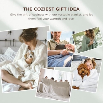 Bedsure 100% Cotton Waffle Weave Blanket Queen Size