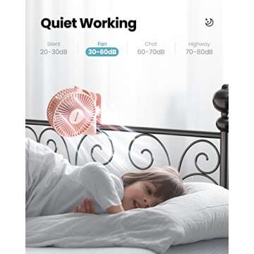 Gaiatop Portable Clip on Fan Battery Operated, Small Powerful 3 Speed Quiet 360° Rotate, USB Rechargeable Mini Personal Cooling for Desk Table Home Office Stroller Camping Pink