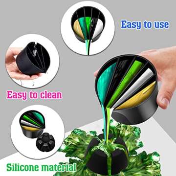 Baderke 6 Pieces Pouring Painting Supplies Split Cups for Paint Acrylic Silicone Resin Flower Acrylic Leaky Fluid Mixing Cups 3/4/5 Channels Dividers Art Accessories Crafts DIY Drawing Tools