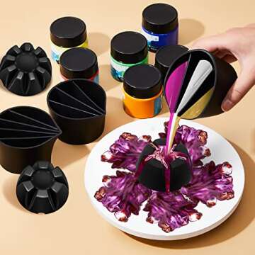 Baderke 6 Pieces Pouring Painting Supplies Split Cups for Paint Acrylic Silicone Resin Flower Acrylic Leaky Fluid Mixing Cups 3/4/5 Channels Dividers Art Accessories Crafts DIY Drawing Tools