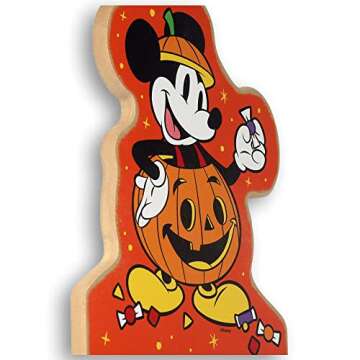 Disney Mickey Mouse Trick or Treat Vertical Leaner Wood Wall Decor - Large Mickey Mouse Halloween Sign for Home