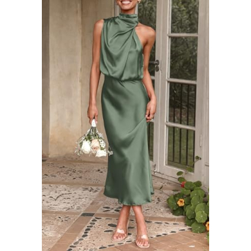 PRETTYGARDEN Women's Elegant Satin Maxi Dress for Summer Events