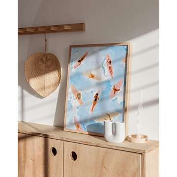 HAUS AND HUES Beach Art Beach Posters - Surfer Girl Poster, Beach Themed Prints, Surfing Artwork, Pi...