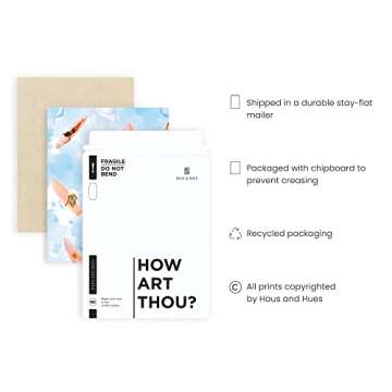 HAUS AND HUES Beach Art Beach Posters - Surfer Girl Poster, Beach Themed Prints, Surfing Artwork, Pictures of Beachy Scenes Wall Decor, Ocean Seascapes, Watercolor Art Surfers (12x16 Unframed)