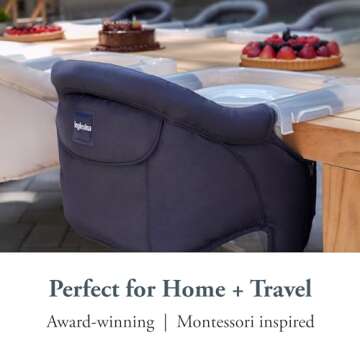 Inglesina Fast Table Chair - Navy + Fast Dining Tray - Portable High Chair for Baby & Toddlers, Infant 6-36 Months - Fits Tables 0.8'' to 3.5'' - Collapsible and Compact Design - Carry Bag Included