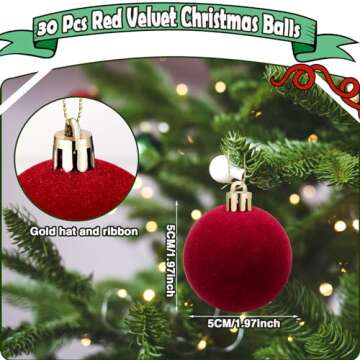 Menkxi 30 Velvet Christmas Balls - Elegant Holiday Ornaments