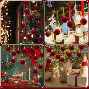 Menkxi 30 Velvet Christmas Balls - Elegant Holiday Ornaments