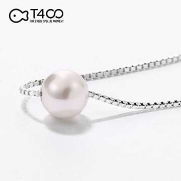 T400 Pearl Necklace for Women Girls Sterling Silver Pendant Wedding Jewelry
