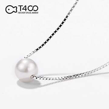 T400 Pearl Necklace for Women Girls Sterling Silver Pendant Wedding Jewelry