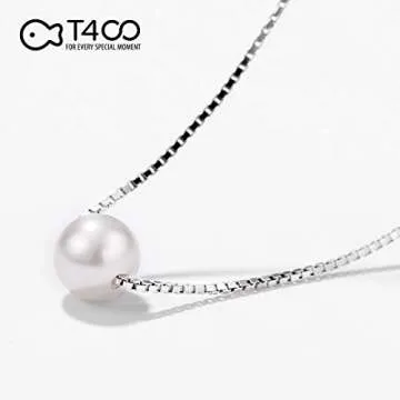 T400 Pearl Necklace for Women Girls Sterling Silver Pendant Wedding Jewelry