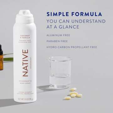 Native Deodorant & Body Spray Contains Naturally Derived Ingredients | Deodorant for Women and Men, All Day Odor Protection, Aluminum and Hydrocarbon Propellant Free | Coconut & Vanilla