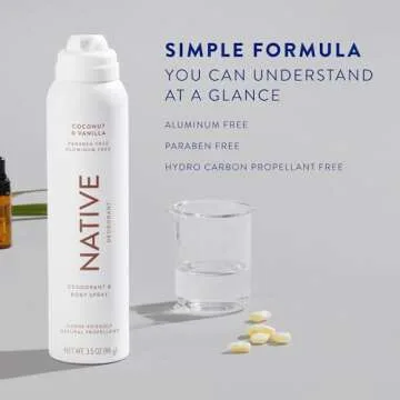 Native Deodorant & Body Spray Contains Naturally Derived Ingredients | Deodorant for Women and Men, All Day Odor Protection, Aluminum and Hydrocarbon Propellant Free | Coconut & Vanilla
