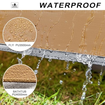 Camppal 2-3 Person Tent Backpacking Tent, Waterproof Windproof 4 Season Tent for Camping, Easy Setup Two Person Tent for Backpacking, Hiking, Hunting, Motor Cycling & Biking