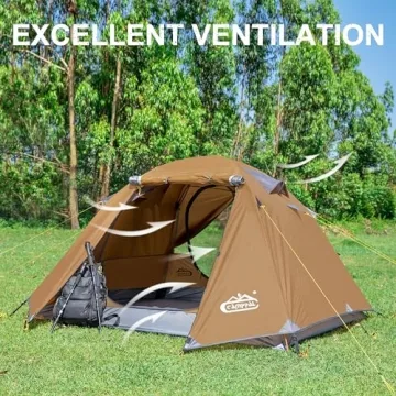 Camppal 2-3 Person Tent Backpacking Tent, Waterproof Windproof 4 Season Tent for Camping, Easy Setup Two Person Tent for Backpacking, Hiking, Hunting, Motor Cycling & Biking