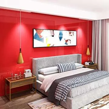 Yenhome 24" x 393" Glossy Red Self Adhesive Vinyl Contact Paper for Cabinets Covering Kitchen Table Drawer and Shelf Liner Removable Self Adhesive Wallpaper for Furniture Wardrobe Decor