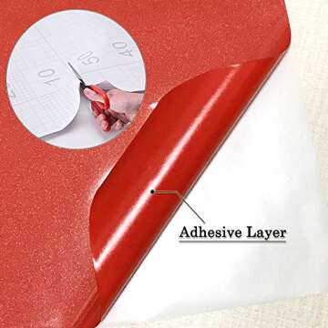 Yenhome 24" x 393" Glossy Red Self Adhesive Vinyl Contact Paper for Cabinets Covering Kitchen Table Drawer and Shelf Liner Removable Self Adhesive Wallpaper for Furniture Wardrobe Decor