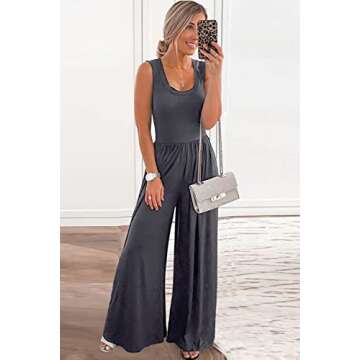 PRETTYGARDEN Women’s Summer Sleeveless Tank Jumpsuits High Waist Low Cut Casual Scoop Neck Fit And...