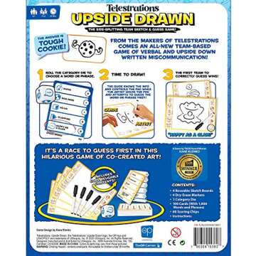 USAOPOLY Telestrations Upside Drawn | Family Board Game & Group Game | Partner Up & Draw Upside Down | Team Game from The Makers of Telestrations | Draw & Guess to Clues