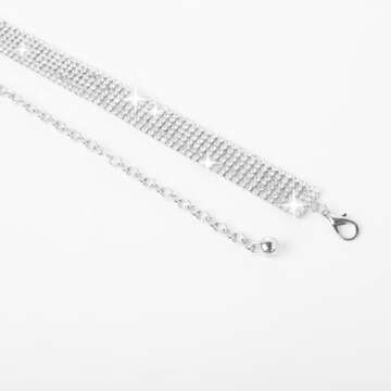 GRACE KARIN Rhinestone Belt for Women Party Cocktail Club Diamond Sparkly Glitter Rhinestone Metal Waist Belt Silver S