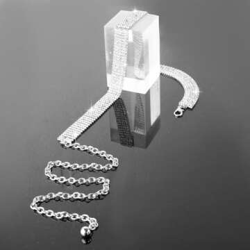 GRACE KARIN Rhinestone Belt for Women Party Cocktail Club Diamond Sparkly Glitter Rhinestone Metal Waist Belt Silver S