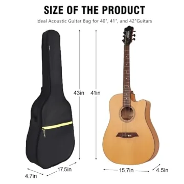 PPOPPO 40/41/42 Inch Acoustic & Classical Guitar Dust Cover Gig Bag, 600D Waterproof Nylon Fabric, Soft Guitar Backpack Case with Large Front Pocket & Adjustable Strap, Lightweight Foldable for Travel
