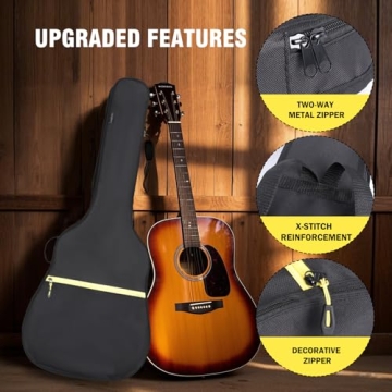 PPOPPO 40/41/42 Inch Acoustic & Classical Guitar Dust Cover Gig Bag, 600D Waterproof Nylon Fabric, Soft Guitar Backpack Case with Large Front Pocket & Adjustable Strap, Lightweight Foldable for Travel