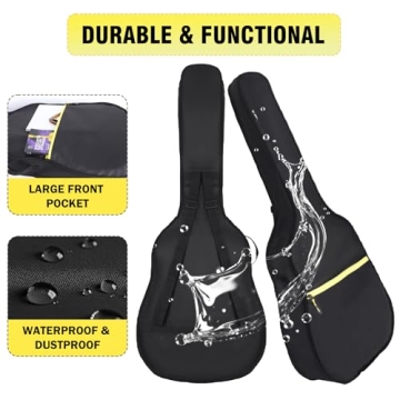 PPOPPO 40/41/42 Inch Acoustic & Classical Guitar Dust Cover Gig Bag, 600D Waterproof Nylon Fabric, Soft Guitar Backpack Case with Large Front Pocket & Adjustable Strap, Lightweight Foldable for Travel