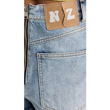 NATASHA ZINKO Women's Reversible Denim Ragged Shorts