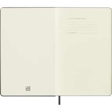 Moleskine Classic Notebook, Hard Cover, Large (5" x 8.25") Plain/Blank, Black, 240 Pages