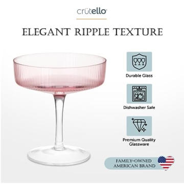 Crutello Pink Coupe Glasses Set for Elegant Celebrations