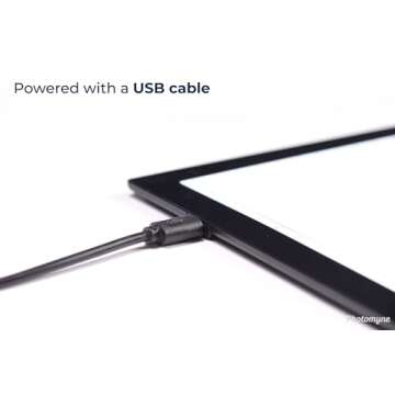 Photomyne A4 Slide Viewer | Light Pad Backlight | Negative Viewer | Film Negatives & Old Slides Scanning Light Box | Hands-Free Ultra-Thin Ultimate Brightness (Includes USB Adapter) - Black