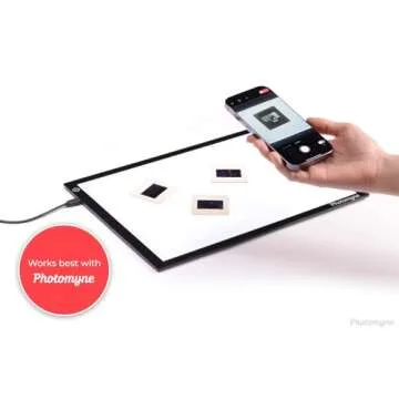 Photomyne A4 Slide Viewer | Light Pad Backlight | Negative Viewer | Film Negatives & Old Slides Scanning Light Box | Hands-Free Ultra-Thin Ultimate Brightness (Includes USB Adapter) - Black