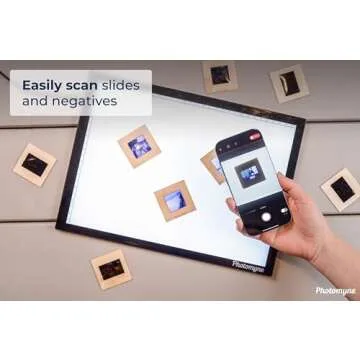 Photomyne A4 Slide Viewer | Light Pad Backlight | Negative Viewer | Film Negatives & Old Slides Scanning Light Box | Hands-Free Ultra-Thin Ultimate Brightness (Includes USB Adapter) - Black