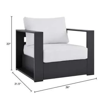 Modway Tahoe Outdoor Aluminum Armchair - Gray White Style