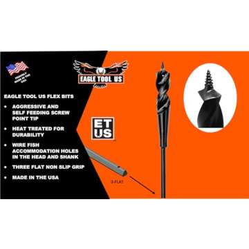 Eagle Tool US ESP56272 Flex Shank Installer Drill Bit, Screw Point, 9/16-Inch by 72-Inch, 3/16-Inch Shank,Made in The USA